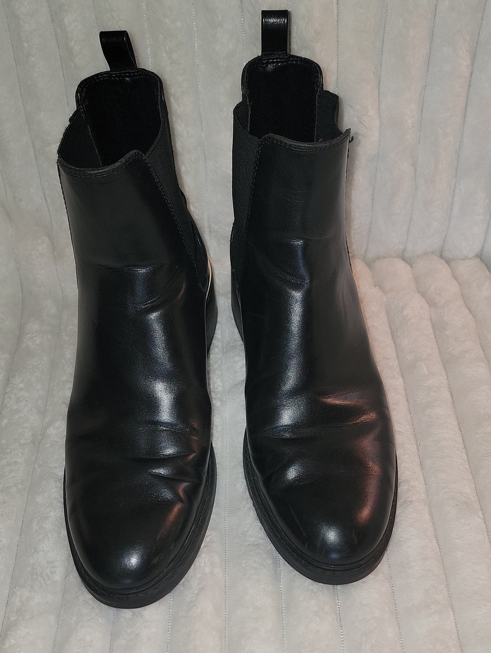 Zara Black Leather Chukka Boots - Smooth Slip-On Ankle Boots